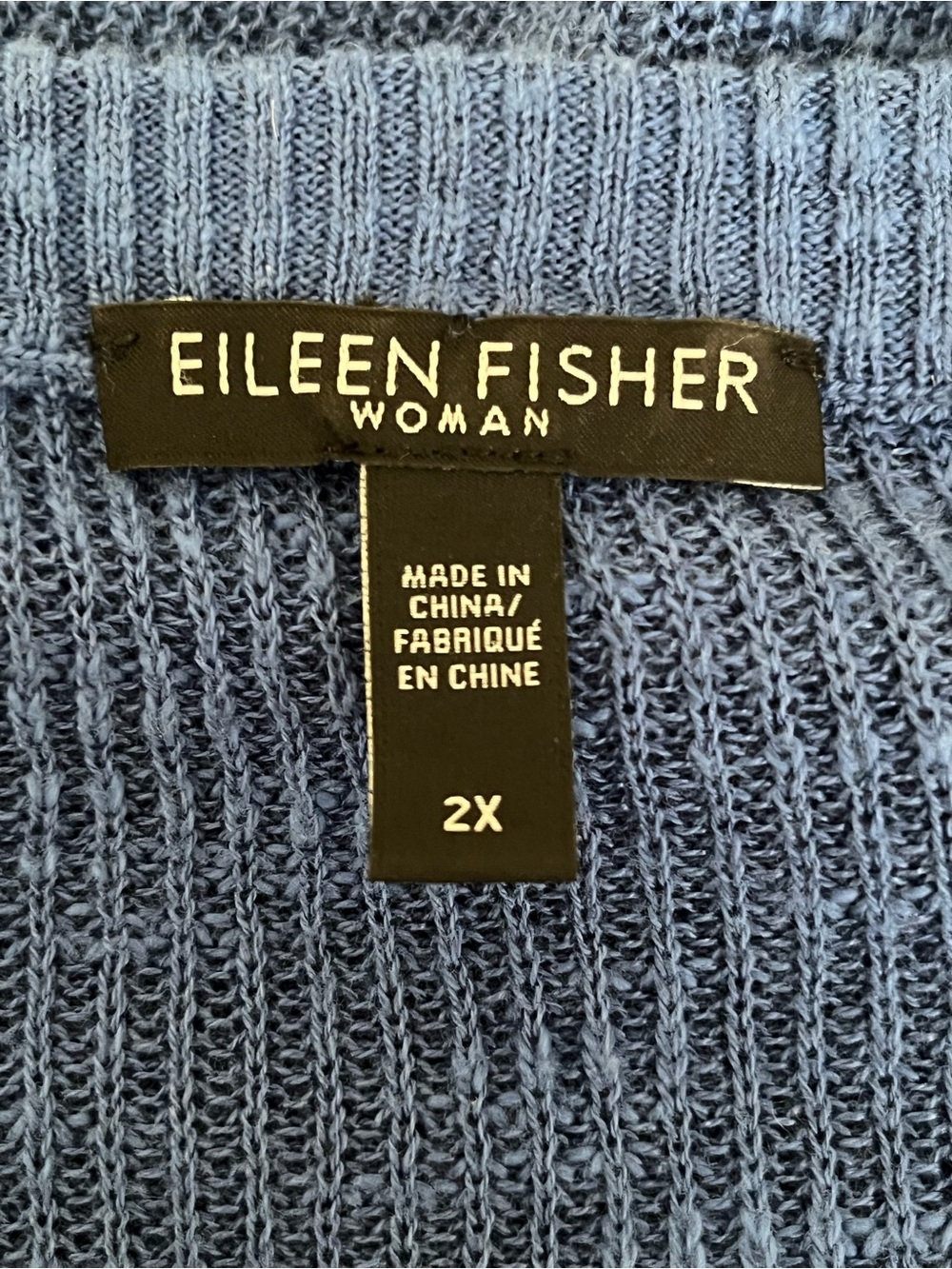Eileen Fisher Organic Linen Cotton Crewneck Sweater Bell Sleeves Size 2X Blue - Picture 5 of 6